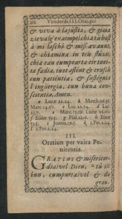 III. Oratiun per vaira Penitentia.