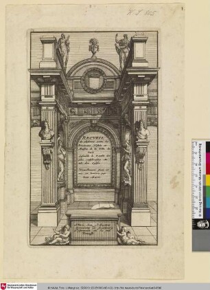 Recueil de plusieurs portes des Principaux Hostels et Maisons de la Ville de Paris Ensemble le Retable des plus considerables Autels des Eglises, Titelblatt