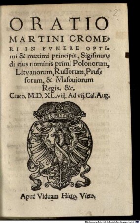 Oratio in funere Sigismundi Poloniae regis