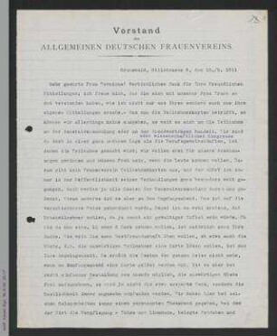 Brief von Helene Lange an Elisabeth Wernicke