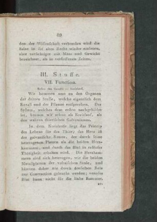 III. Stuffe. VII. - IX. Function
