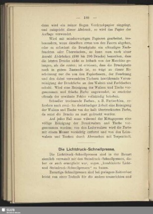 Die Lichtdruck - Schnellpresse
