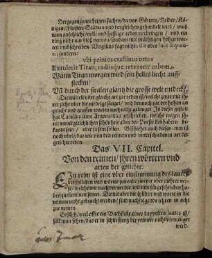 Das VII. Capitel. Von den reimen / ihren wörtern und arten der getichte