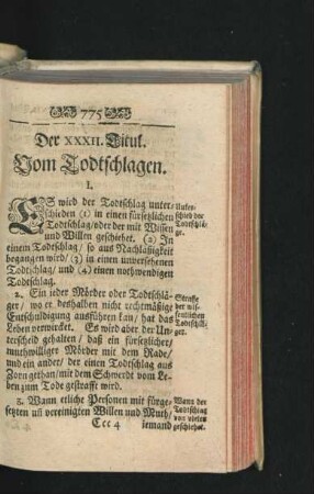 Der XXXII. Titul. Vom Todtschlagen.