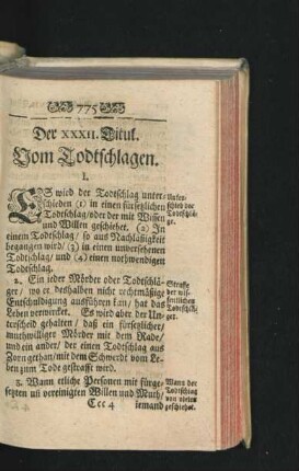 Der XXXII. Titul. Vom Todtschlagen.