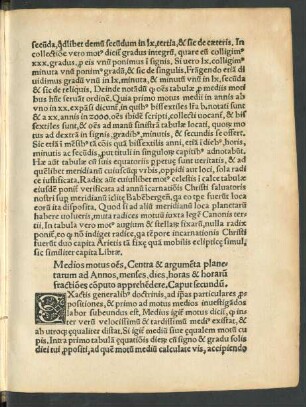 Medios motus omnes, Centra & argumenta planetarum ad Annos, menses, dies ... computo apprehendere. Caput secundum.