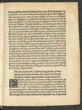 Medios motus omnes, Centra & argumenta planetarum ad Annos, menses, dies ... computo apprehendere. Caput secundum.