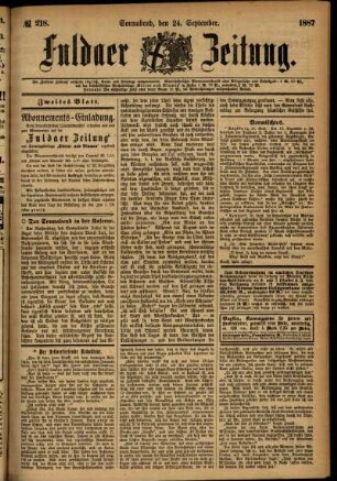 Ausgabe vom Samstag, den 24. September 1887.
