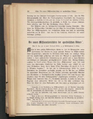 Die neuen Missionsfakultäten der apostolischen Vikare