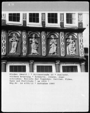 Die Tugenden: Patientia, Caritas, Fides, Spes, Fortitudo und Temperantia
