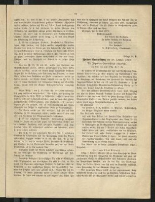 Weitere Komitesitzung am 28. Oktober 1872