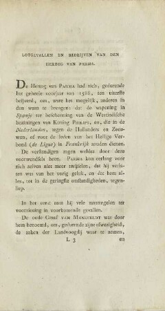 Lotgevallen En Bedrijven Van Den Hertog Van Parma