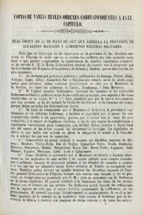 Copias de varias reales órdenes correspondientes á este capítulo