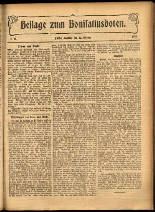 Zweite Ausgabe vom Sonntag, den 22. Oktober 1905.
