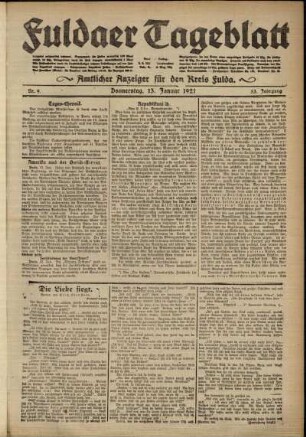 Ausgabe vom Donnerstag, den 13. Januar 1921.