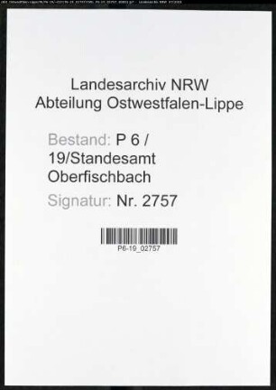 Heiratsregister Standesamt Oberfischbach