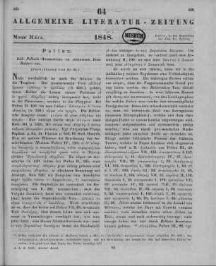 Pollux, I.: Iulii Pollucis Onomasticon. Bearb. v. I. Bekker. Berlin: Nicolai 1846 (Fortsetzung von Nr. 63)