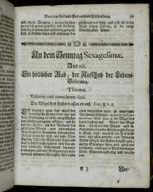 An dem Sonntag Sexagesimæ. Inhalt. Ein höllischer Rab, der Aufschub der Lebens-Besserung