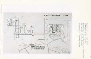 Chirurgische Klinik, Berlin-Dahlem (Diplomarbeit bei Willy Kreuer): Grundriss 1. Untergeschoss 1:200