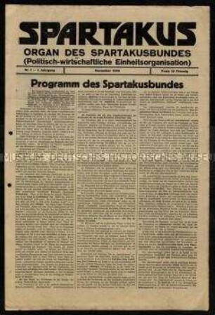 Zeitung "Spartakus" 1. Jahrgang 1926