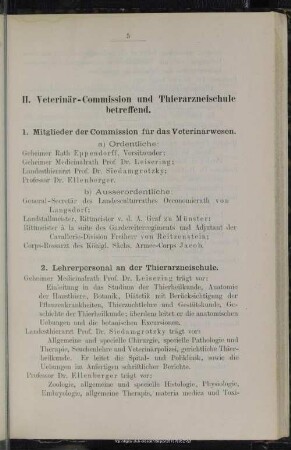II. Veterinär-Commission und Thierarzneischule betreffend