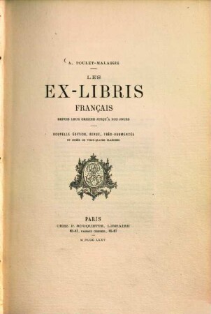 Les ex-libris français depuis leur origine jusqu'à nos jours