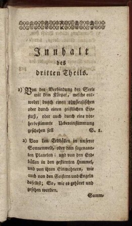 Inhalt des dritten Theils.