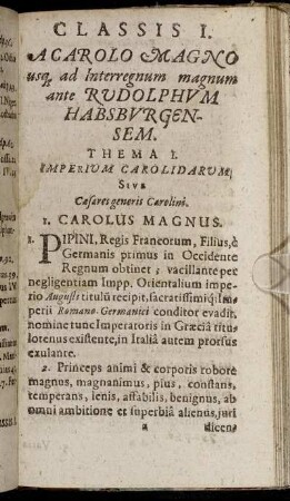 Classis I. A Carolo Magno ad Interregnum magnum ante Rudolphum Habsburgensem
