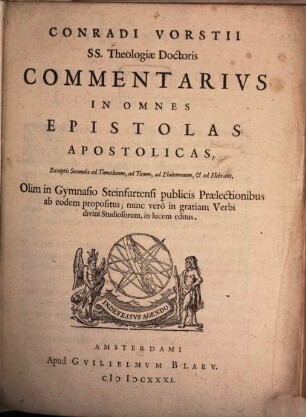 Commentarius in omnes epistolas apostolicas : exceptis secunda ad Timoth., ad Titum, ad Philemonem et ad Hebraeos