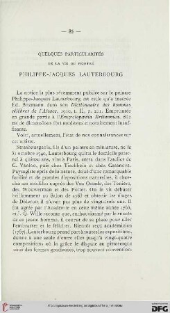 Quelques particularités de la vie du peintre Philippe-Jacques Lauterbourg