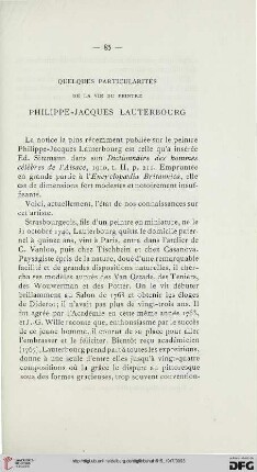 Quelques particularités de la vie du peintre Philippe-Jacques Lauterbourg
