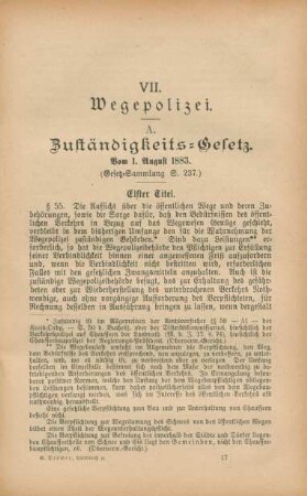 VII. Wegepolizei