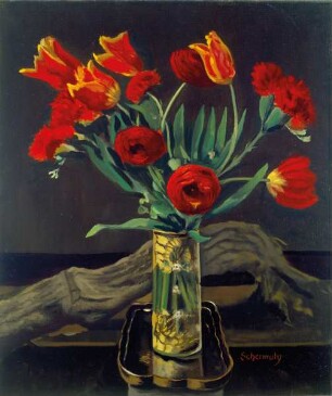 Roter Blumenstrauß mit Rebwurzel