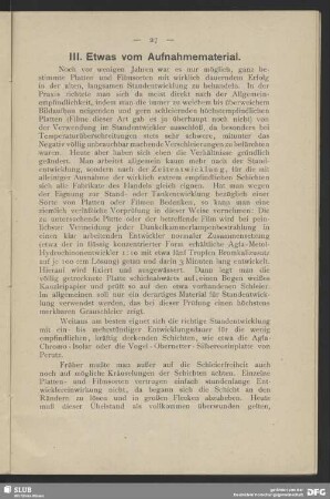 III. Etwas vom Aufnahmematerial