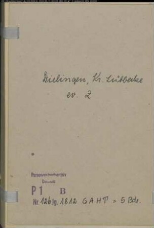 Zivilstandsregister der evangelischen Gemeinde Dielingen, Kreis Lübbecke (GAHT 1812) (Gemeinde: Evangelische Gemeinde Dielingen)