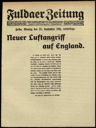 Erste Ausgabe vom Montag, den 25. September 1916.