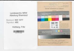 Entnazifizierung Fritz Hohberg , geb. 07.01.1900 (Polizist)