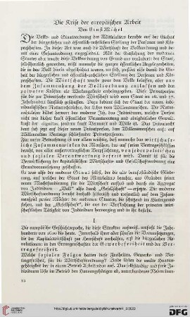 Die Krise der europäischen Arbeit
