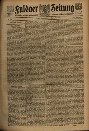 Zweite Ausgabe vom Samstag, den 11. September 1909.