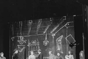 Szenenbilder aus "Schule der Diktatoren", Komödie von Erich Kästner. Münchner Gastspiel im Hebbel-Theater Berlin 1957