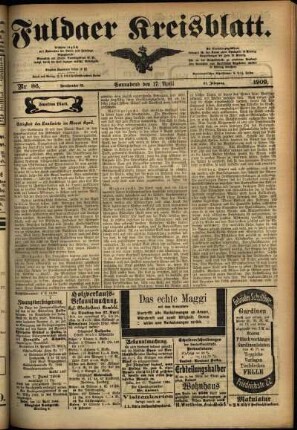 Zweite Ausgabe vom Samstag, den 17. April 1909.