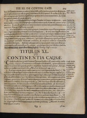 Titulus XL. De Continentia Causae.