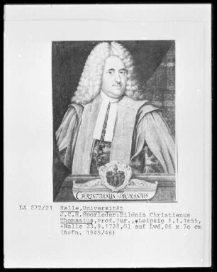 Bildnis Christian Thomasius, Professor der Rechte