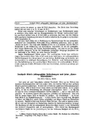 Berthold Ottós pädagogische Bestrebungen und seine "Hauslehrerschule"