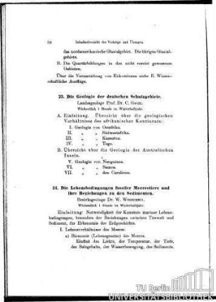 24. Die Lebensbedingungen fossiler Meerestiere und ihre Beziehungen zu den Sedimenten