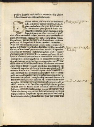 Philippi Beroaldi oratio habita in enarratione Titi Liuii ac Silii italici continens historiae laudationem.