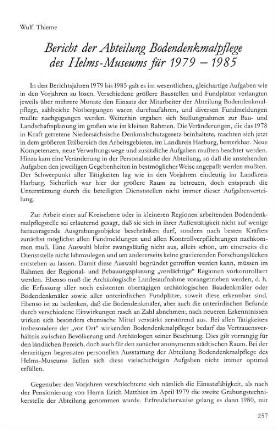 Bericht der Abteilung Bodendenkmalpflege des Helms-Museums für 1979 - 1985