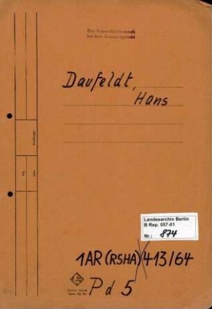 Personenheft Hans Daufeldt (*20.01.1908), SS-Sturmbannführer