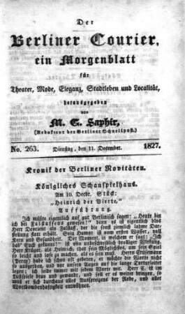 No. 263, Dienstag, den 11. December 1827