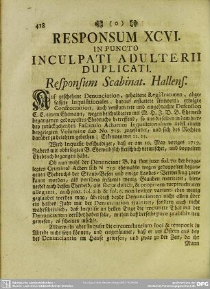 Responsum XCVI. In Puncto Inculpati Adulterii Duplicati